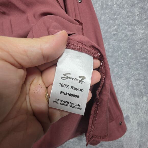 NWT 7 For All Mankind Luxe Dusty Rose Button Up Shirt Size 1X - Picture 4 of 7